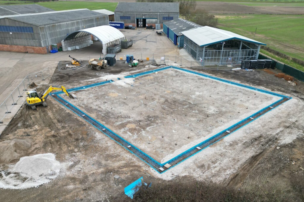 Foundations for a steel frame building